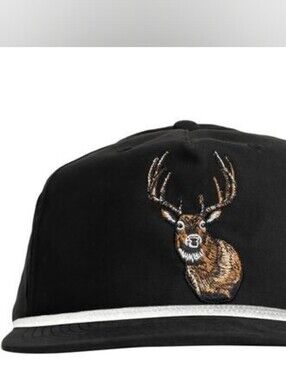 Duck Camp Whitetail Buck Snapback Rope Hat Black